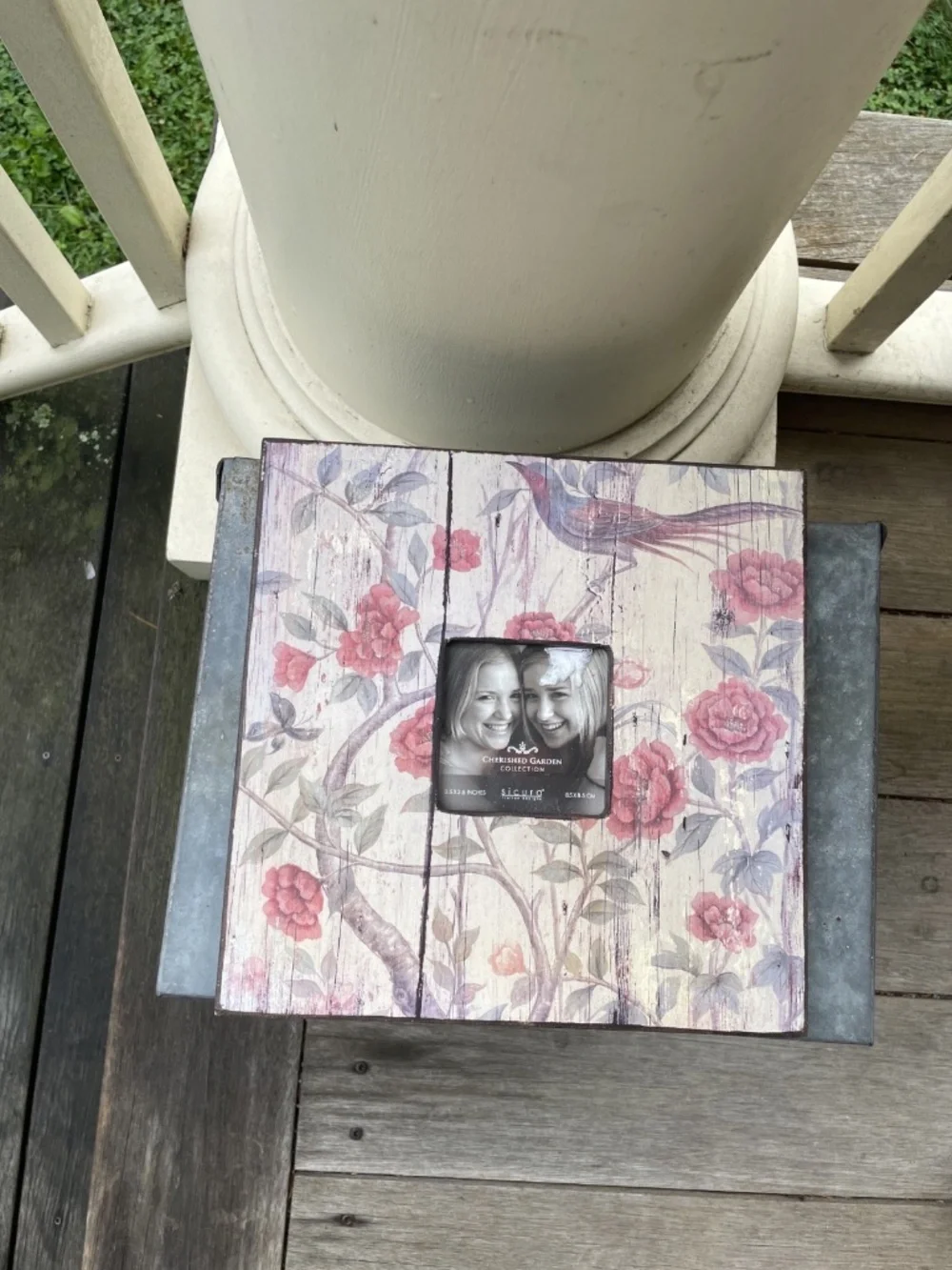 Rustic Cherished Garden Collection Wooden Photo Frame w/ floral, bird imagery